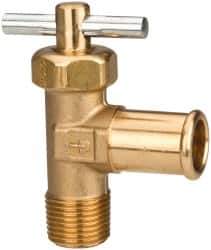 Parker - Hose I.D. x MNPTF with Pin Handle End Connection Brass Truck Valve - 2.47" OAL, 5/8 x 3/8" Pipe - Exact Tool & Supply