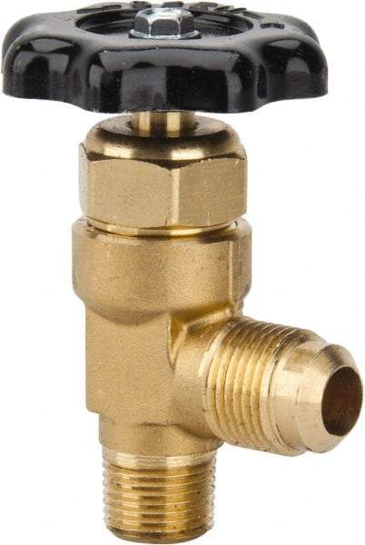 Parker - Flare x MNPTF End Connection Brass Truck Valve - 3.07" OAL, 1/2 x 3/8" Pipe - Exact Tool & Supply