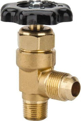 Parker - Flare x MNPTF End Connection Brass Truck Valve - 3.07" OAL, 1/2 x 3/8" Pipe - Exact Tool & Supply