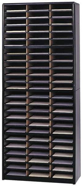 Safco - 32-1/4" Wide x 75" High x 13-1/2" Deep Steel Document Organizer - 72 Compartments, Black, 9-3/4" Wide x 2-1/2" High x 12-1/2" Deep Compartment - Exact Tool & Supply