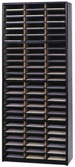 Safco - 32-1/4" Wide x 75" High x 13-1/2" Deep Steel Document Organizer - 72 Compartments, Black, 9-3/4" Wide x 2-1/2" High x 12-1/2" Deep Compartment - Exact Tool & Supply