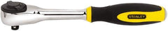Stanley - 3/8" Drive Pear Head Ratchet - Chrome Finish, 9" OAL, 60 Gear Teeth, Rotator Head - Exact Tool & Supply