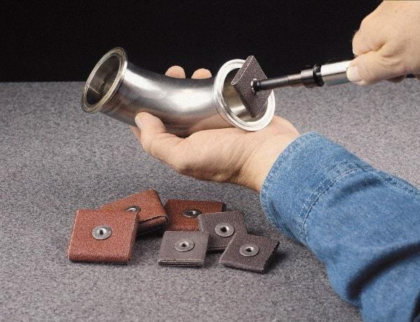 Made in USA - 100 Grit, Fine Grade, Aluminum Oxide Square Pad - 2" Long x 1/2" Wide x 1/2" Thick, Cloth Backed, X Backing Weight, 18 Ply, 24,000 Max RPM - Exact Tool & Supply