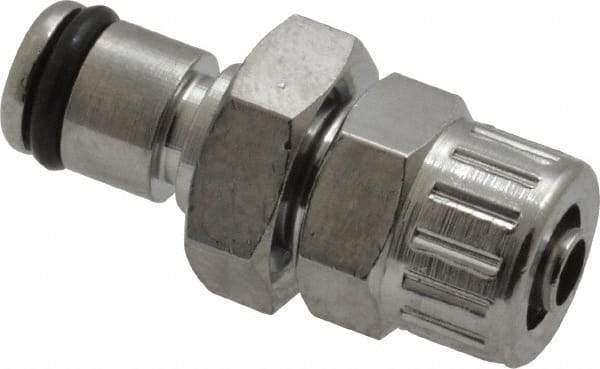 CPC Colder Products - 1/4" Outside Diam, Chrome Plated Brass Push-to-Connect Male Connector - 250 Max psi, Buna Nitrile O-Ring - Exact Tool & Supply