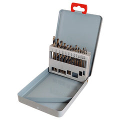 ‎1/16-1/4 RHS / RHC HSS 135 Degree Split Point Heavy Duty Mechanics Length Drill Set - Black & Gold - Exact Tool & Supply