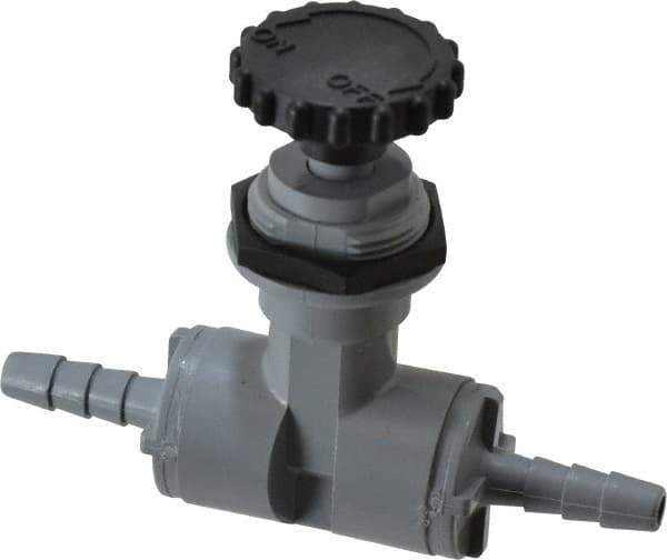 Specialty Mfr - 1/4" Pipe, Inline Needle Valve - EPDM Seal, Barbed x Barbed Ends, PVC Valve, 125 Max psi - Exact Tool & Supply