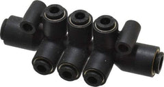 Legris - 6 x 4mm Outside Diam, Nylon Push-to-Connect Double Multiple Tee with Mounting Holes - 290 Max psi, Black - Exact Tool & Supply