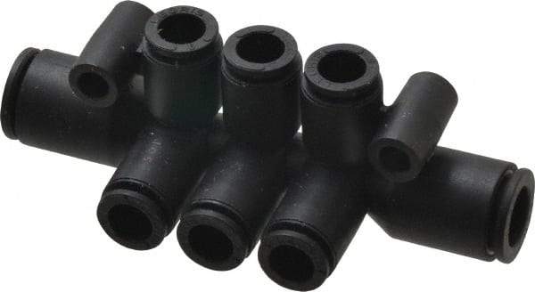 Legris - 8 x 6mm Outside Diam, Nylon Push-to-Connect Double Multiple Tee with Mounting Holes - 290 Max psi, Black - Exact Tool & Supply