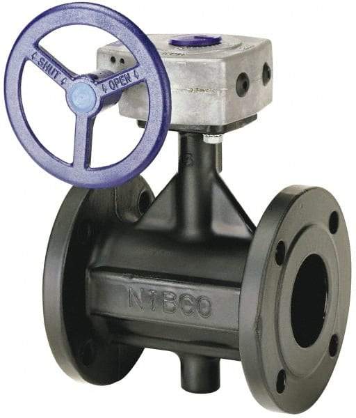 NIBCO - 3" Pipe, Flanged Butterfly Valve - Bare Stem Handle, Ductile Iron Body, Polyamide Seat, 285 WOG, EPDM Coated Ductile Iron Disc, Stainless Steel Stem - Exact Tool & Supply