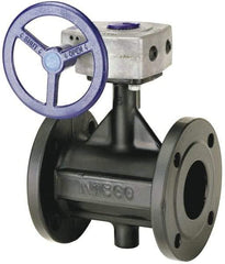 NIBCO - 6" Pipe, Flanged Butterfly Valve - Bare Stem Handle, Ductile Iron Body, Polyamide Seat, 285 WOG, EPDM Coated Ductile Iron Disc, Stainless Steel Stem - Exact Tool & Supply