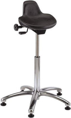 Bevco - 27" Wide x 27" Deep x 20 to 30" High, Steel Base, Adjustable Height Swivel Stool - Polyurethane Seat, Black - Exact Tool & Supply