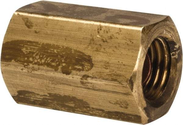 Parker - 1/4" Tube OD, 45° Brass Flared Tube Union Female To Female - 7/16-20 UNF, Flare x Flare Ends - Exact Tool & Supply
