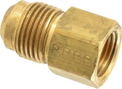Parker - 1/2 x 3/8" Tube OD, 45° Brass Flared Tube Male Flare To Female Flare - 5/8-18 UNF, Flare x Flare Ends - Exact Tool & Supply