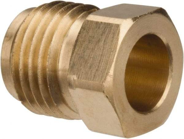 Parker - 5/16" Tube OD, Brass Flared Tube Inverted Piloted Nut - 1/2-20 UNF, Flare Ends - Exact Tool & Supply