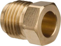 Parker - 5/16" Tube OD, Brass Flared Tube Inverted Piloted Nut - 1/2-20 UNF, Flare Ends - Exact Tool & Supply