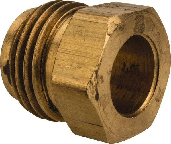 Parker - 3/8" Tube OD, Brass Flared Tube Inverted Piloted Nut - 5/8-18 UNF, Flare Ends - Exact Tool & Supply