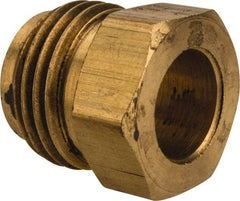 Parker - 3/8" Tube OD, Brass Flared Tube Inverted Piloted Nut - 5/8-18 UNF, Flare Ends - Exact Tool & Supply