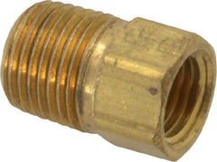 Parker - 1/8" Tube OD, Brass Flared Tube Inverted Male Connector - 1/8-27 NPTF, Flare x MNPTF Ends - Exact Tool & Supply