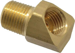 Parker - 3/16" Tube OD, Brass Flared Tube Inverted 45° Elbow - 1/8-27 NPTF, Flare x MNPTF Ends - Exact Tool & Supply