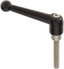 KIPP - 3/8-16, 0.83" Hub Diam, Zinc Die Cast (Stainless Steel Components) Threaded Stud Adjustable Clamping Lever - 1.97" Stud Length, 3.54" OAL, 2.26" High - Exact Tool & Supply