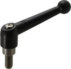 KIPP - M10 x 1.5, 21mm Hub Diam, Zinc Die Cast (Stainless Steel Components) Metric Threaded Stud Adjustable Clamping Lever - 20mm Stud Length, 90mm OAL, 57.5mm High - Exact Tool & Supply