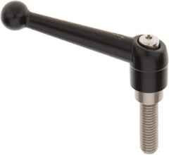 KIPP - 1/2-13, 0.98" Hub Diam, Zinc Die Cast (Stainless Steel Components) Threaded Stud Adjustable Clamping Lever - 1.57" Stud Length, 4-1/4" OAL, 2.64" High - Exact Tool & Supply