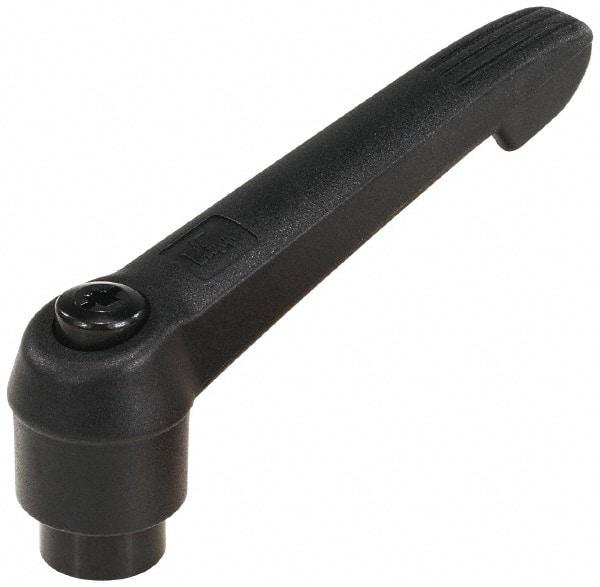 KIPP - M6 x 1.0, 13mm Hub Diam, Glass Fiber (Steel Components) Tapped Adjustable Clamping Lever - 47mm OAL, 30mm High, 9mm Hole Depth - Exact Tool & Supply