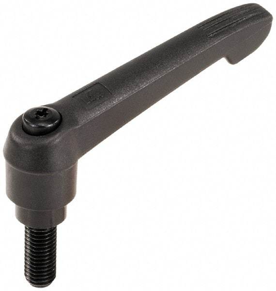 KIPP - M12 x 1.75, 30mm Hub Diam, Glass Fiber (Steel Components) Metric Threaded Stud Adjustable Clamping Lever - 40mm Stud Length, 126mm OAL, 72mm High - Exact Tool & Supply