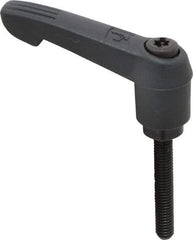 KIPP - #10-32, 0.51" Hub Diam, Glass Fiber (Steel Components) Threaded Stud Adjustable Clamping Lever - 1.18" Stud Length, 1.85" OAL, 1.18" High - Exact Tool & Supply