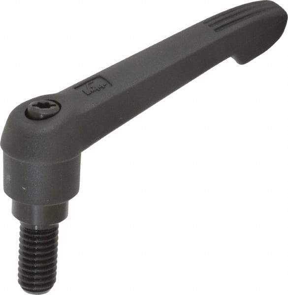 KIPP - 3/8-16, 0.71" Hub Diam, Glass Fiber (Steel Components) Threaded Stud Adjustable Clamping Lever - 0.79" Stud Length, 2.95" OAL, 1.63" High - Exact Tool & Supply