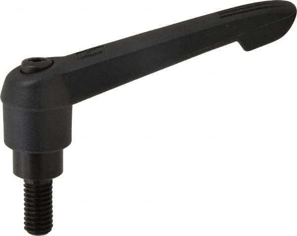 KIPP - 3/8-16, 0.85" Hub Diam, Glass Fiber (Steel Components) Threaded Stud Adjustable Clamping Lever - 0.79" Stud Length, 3.6" OAL, 2.11" High - Exact Tool & Supply