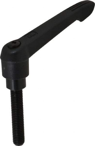 KIPP - M10 x 1.5, 21.5mm Hub Diam, Glass Fiber (Steel Components) Metric Threaded Stud Adjustable Clamping Lever - 50mm Stud Length, 91.5mm OAL, 53.5mm High - Exact Tool & Supply