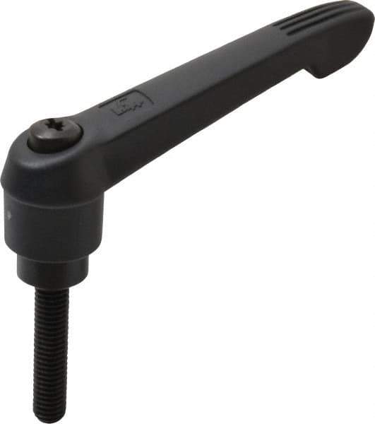 KIPP - 3/8-16, 1" Hub Diam, Glass Fiber (Steel Components) Threaded Stud Adjustable Clamping Lever - 1.77" Stud Length, 4.29" OAL, 2.4" High - Exact Tool & Supply