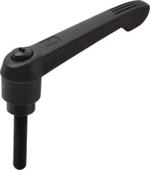 KIPP - 3/8-16, 1" Hub Diam, Glass Fiber (Steel Components) Threaded Stud Adjustable Clamping Lever - 1.77" Stud Length, 4.29" OAL, 2.4" High - Exact Tool & Supply