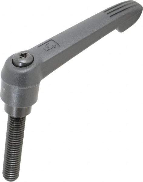 KIPP - 1/2-13, 1" Hub Diam, Glass Fiber (Steel Components) Threaded Stud Adjustable Clamping Lever - 2.36" Stud Length, 4.29" OAL, 2.4" High - Exact Tool & Supply