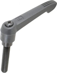 KIPP - 1/2-13, 1" Hub Diam, Glass Fiber (Steel Components) Threaded Stud Adjustable Clamping Lever - 2.36" Stud Length, 4.29" OAL, 2.4" High - Exact Tool & Supply