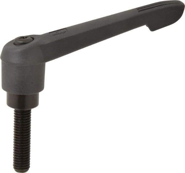 KIPP - 1/2-13, 1.18" Hub Diam, Glass Fiber (Steel Components) Threaded Stud Adjustable Clamping Lever - 1.97" Stud Length, 4.96" OAL, 2.83" High - Exact Tool & Supply