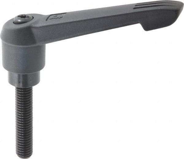 KIPP - 1/2-13, 1.18" Hub Diam, Glass Fiber (Steel Components) Threaded Stud Adjustable Clamping Lever - 2.36" Stud Length, 4.96" OAL, 2.83" High - Exact Tool & Supply