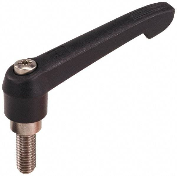 KIPP - M12 x 1.75, 25.5mm Hub Diam, Glass Fiber (Stainless Steel Components) Metric Threaded Stud Adjustable Clamping Lever - 50mm Stud Length, 109mm OAL, 61mm High - Exact Tool & Supply