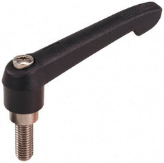 KIPP - 3/8-16, 0.71" Hub Diam, Glass Fiber (Stainless Steel Components) Threaded Stud Adjustable Clamping Lever - 0.79" Stud Length, 2.95" OAL, 1.63" High - Exact Tool & Supply