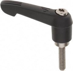 KIPP - #10-24, 0.51" Hub Diam, Glass Fiber (Stainless Steel Components) Threaded Stud Adjustable Clamping Lever - 0.79" Stud Length, 1.85" OAL, 1.18" High - Exact Tool & Supply