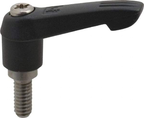 KIPP - 1/4-20, 0.51" Hub Diam, Glass Fiber (Stainless Steel Components) Threaded Stud Adjustable Clamping Lever - 0.59" Stud Length, 1.85" OAL, 1.18" High - Exact Tool & Supply