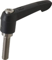 KIPP - 1/4-20, 0.51" Hub Diam, Glass Fiber (Stainless Steel Components) Threaded Stud Adjustable Clamping Lever - 0.98" Stud Length, 1.85" OAL, 1.18" High - Exact Tool & Supply