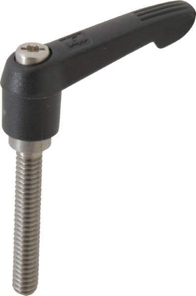 KIPP - 1/4-20, 0.51" Hub Diam, Glass Fiber (Stainless Steel Components) Threaded Stud Adjustable Clamping Lever - 1.57" Stud Length, 1.85" OAL, 1.18" High - Exact Tool & Supply