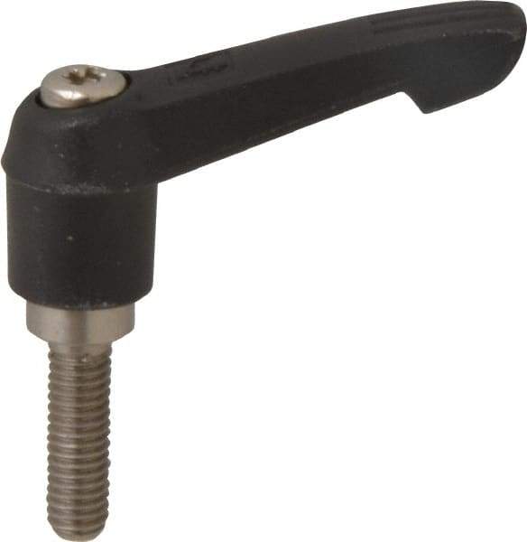 KIPP - M6 x 1.0, 13mm Hub Diam, Glass Fiber (Stainless Steel Components) Metric Threaded Stud Adjustable Clamping Lever - 20mm Stud Length, 47mm OAL, 30mm High - Exact Tool & Supply