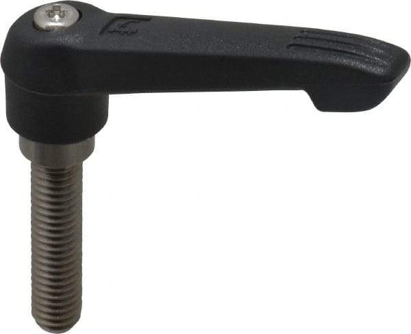 KIPP - 3/8-16, 0.71" Hub Diam, Glass Fiber (Stainless Steel Components) Threaded Stud Adjustable Clamping Lever - 1.57" Stud Length, 2.95" OAL, 1.63" High - Exact Tool & Supply