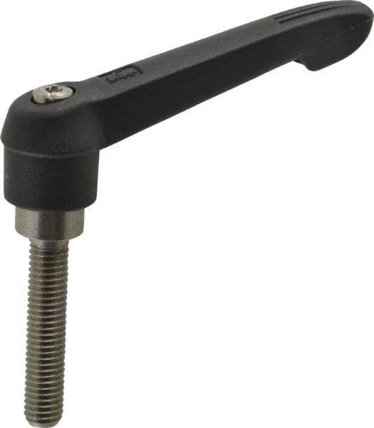 KIPP - M8 x 1.25, 18mm Hub Diam, Glass Fiber (Stainless Steel Components) Metric Threaded Stud Adjustable Clamping Lever - 40mm Stud Length, 75mm OAL, 41.5mm High - Exact Tool & Supply