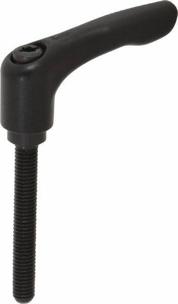 KIPP - M6 x 1.0, 13mm Hub Diam, Zinc Die Cast (Steel Components) Metric Threaded Stud Adjustable Clamping Lever - 45mm Stud Length, 47mm OAL, 31mm High - Exact Tool & Supply