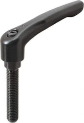 KIPP - M10 x 1.5, 18.5mm Hub Diam, Zinc Die Cast (Steel Components) Metric Threaded Stud Adjustable Clamping Lever - 50mm Stud Length, 74.5mm OAL, 42.5mm High - Exact Tool & Supply