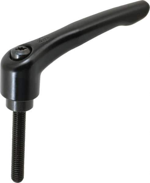 KIPP - 3/8-16, 1.06" Hub Diam, Zinc Die Cast (Steel Components) Threaded Stud Adjustable Clamping Lever - 2.36" Stud Length, 4.29" OAL, 2.48" High - Exact Tool & Supply